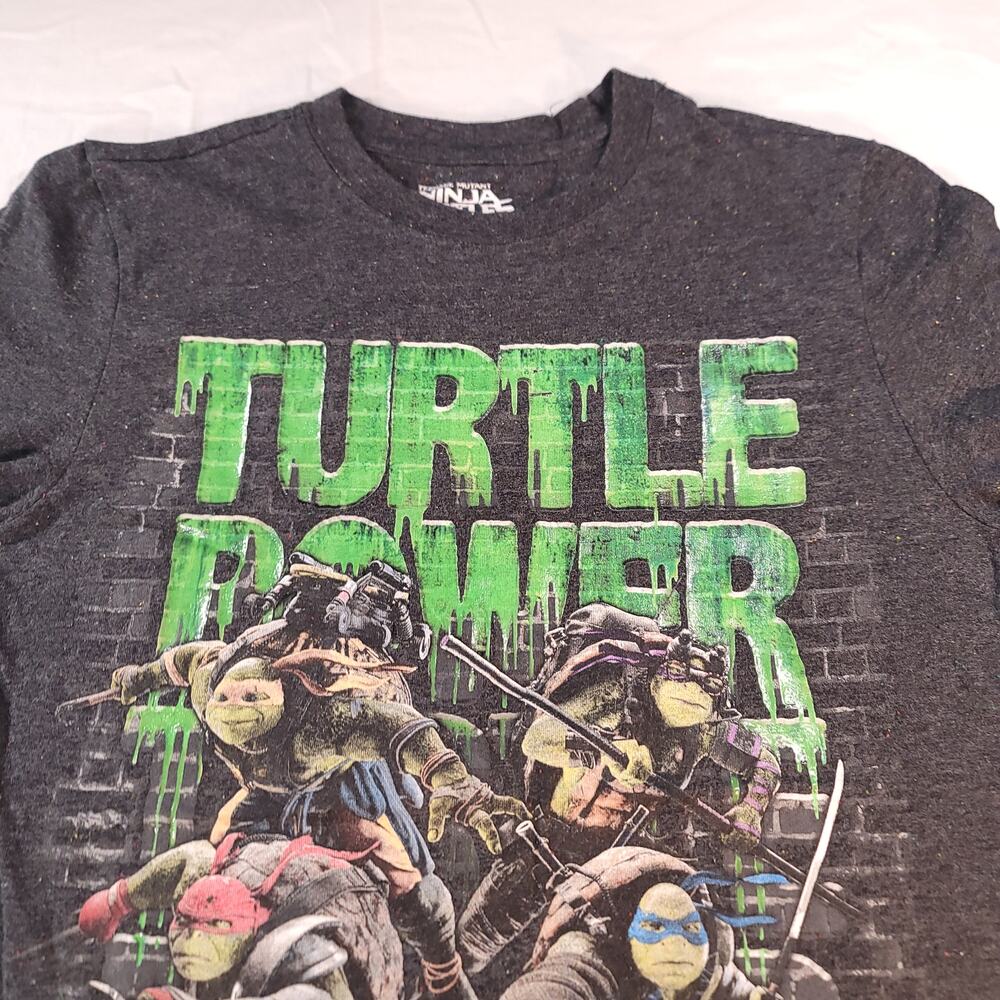 Teenage Mutatn Ninja Turtles Graphic Short Sleeve Shirt Youth Boys Size XL Gray